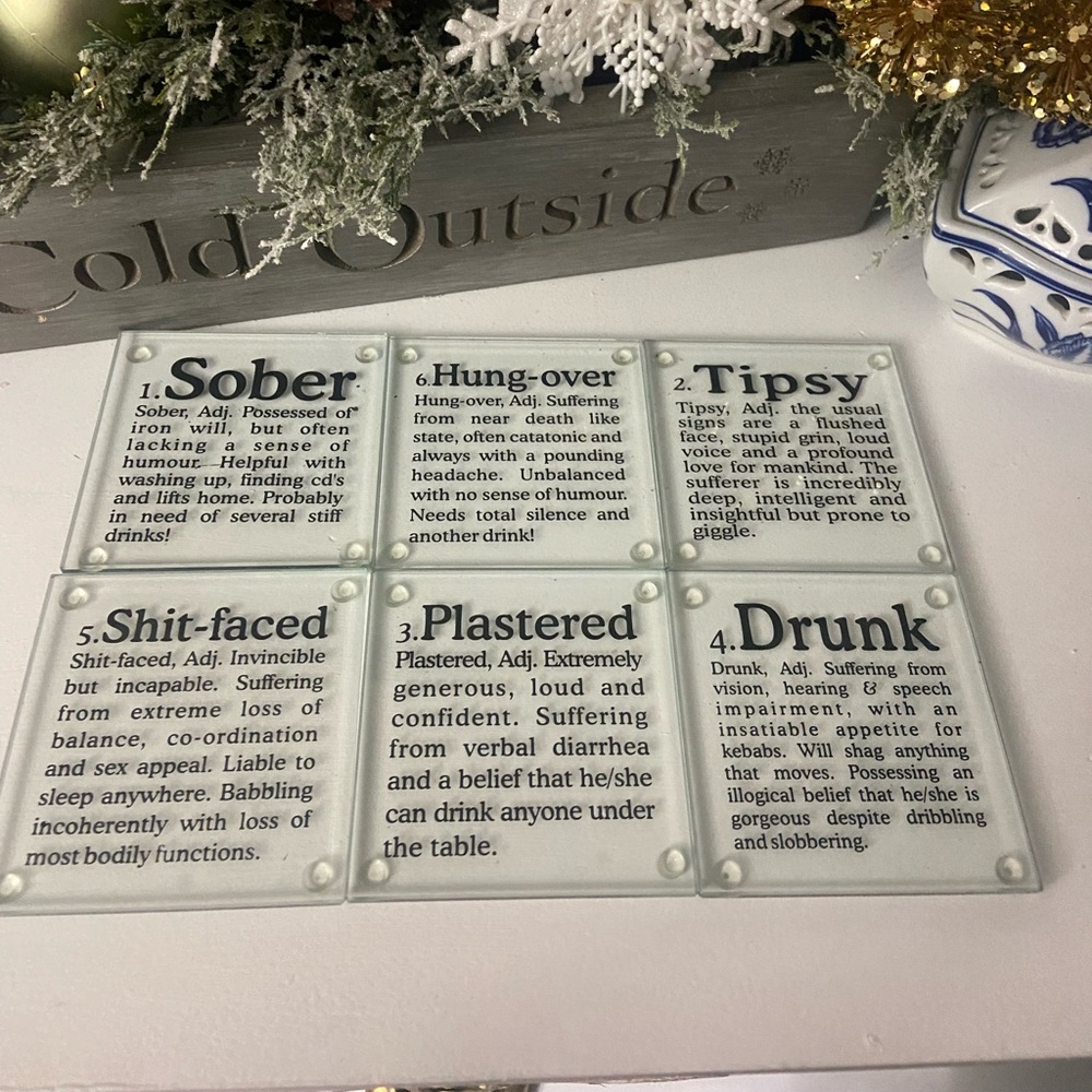 Set of Humorous Coasters Glass (6)